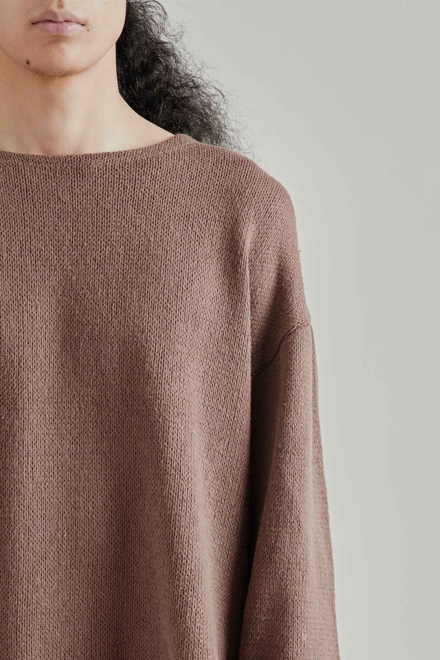 Crochet Boxy Sweater - Brown