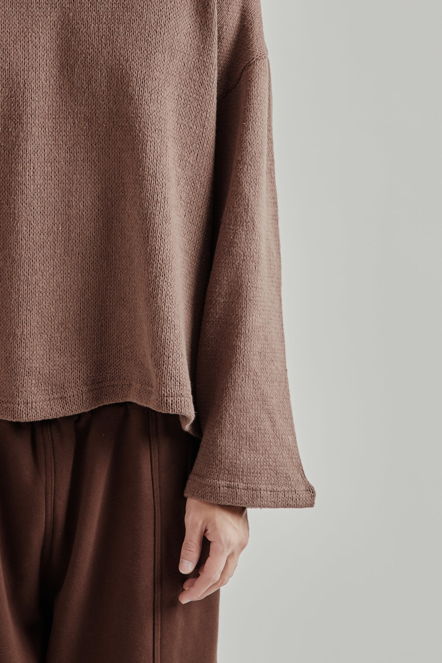 Crochet Boxy Sweater - Brown