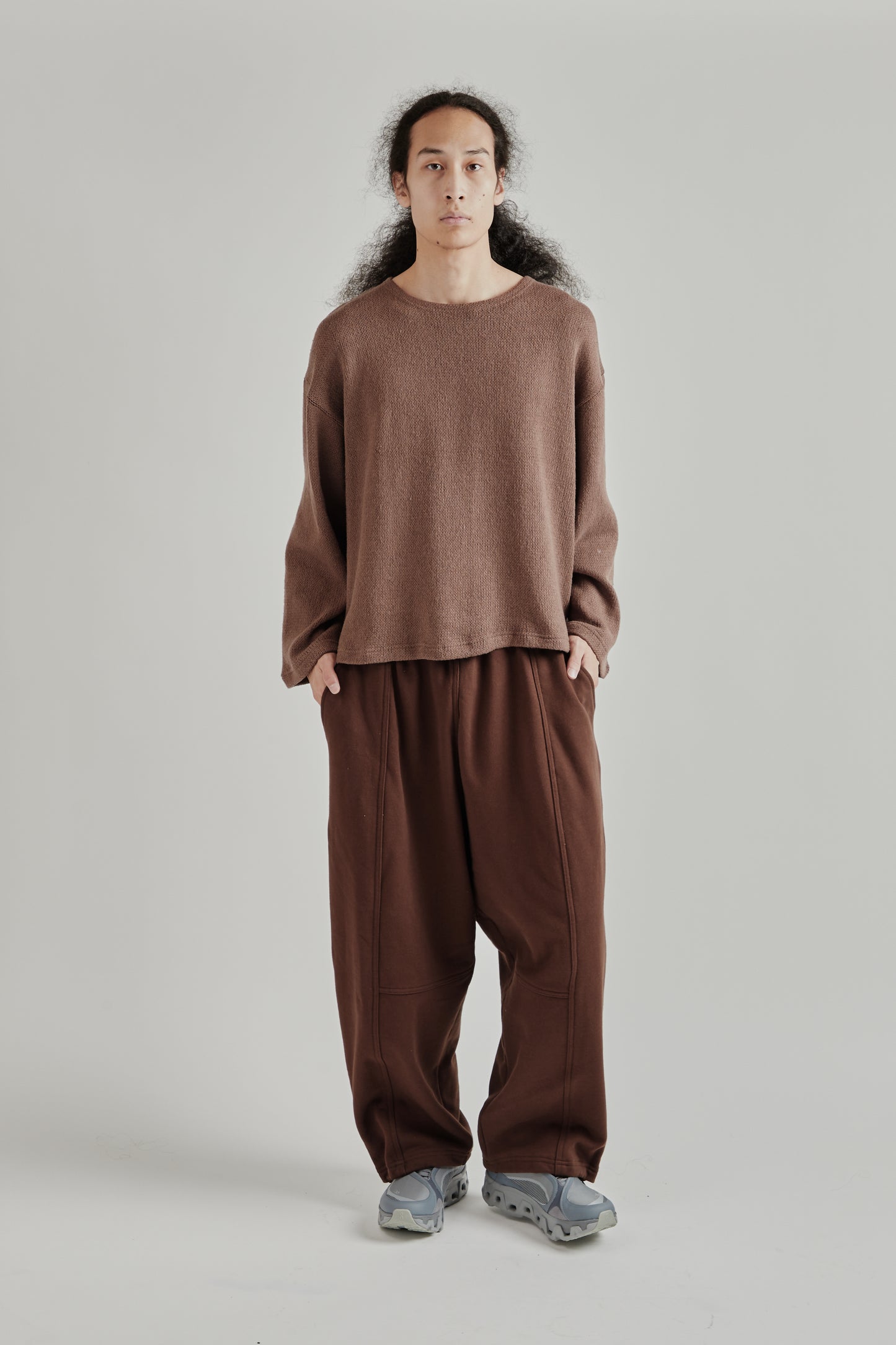 Crochet Boxy Sweater - Brown