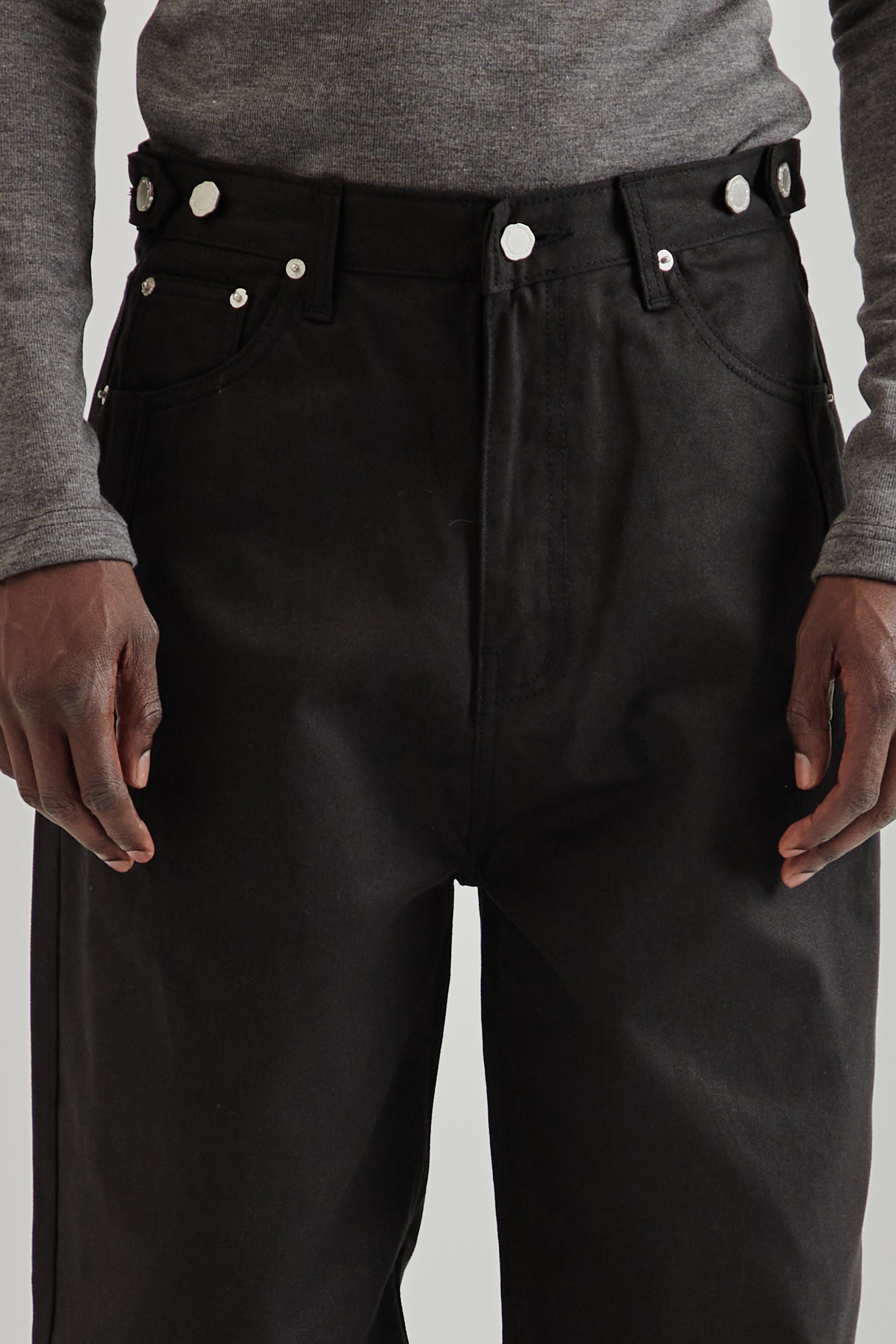 Estudio Niksen FW25 Side-Button Denim Jeans Black3