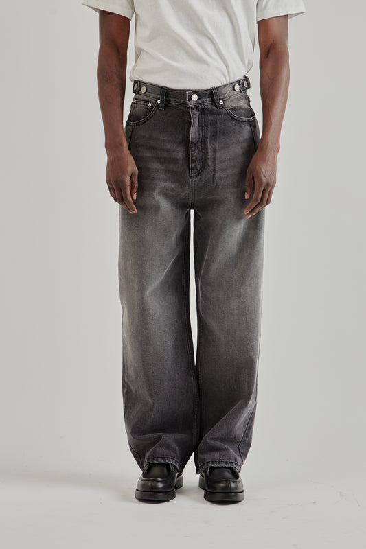 Estudio Niksen FW25 Side-Button Denim Jeans Black Denim2