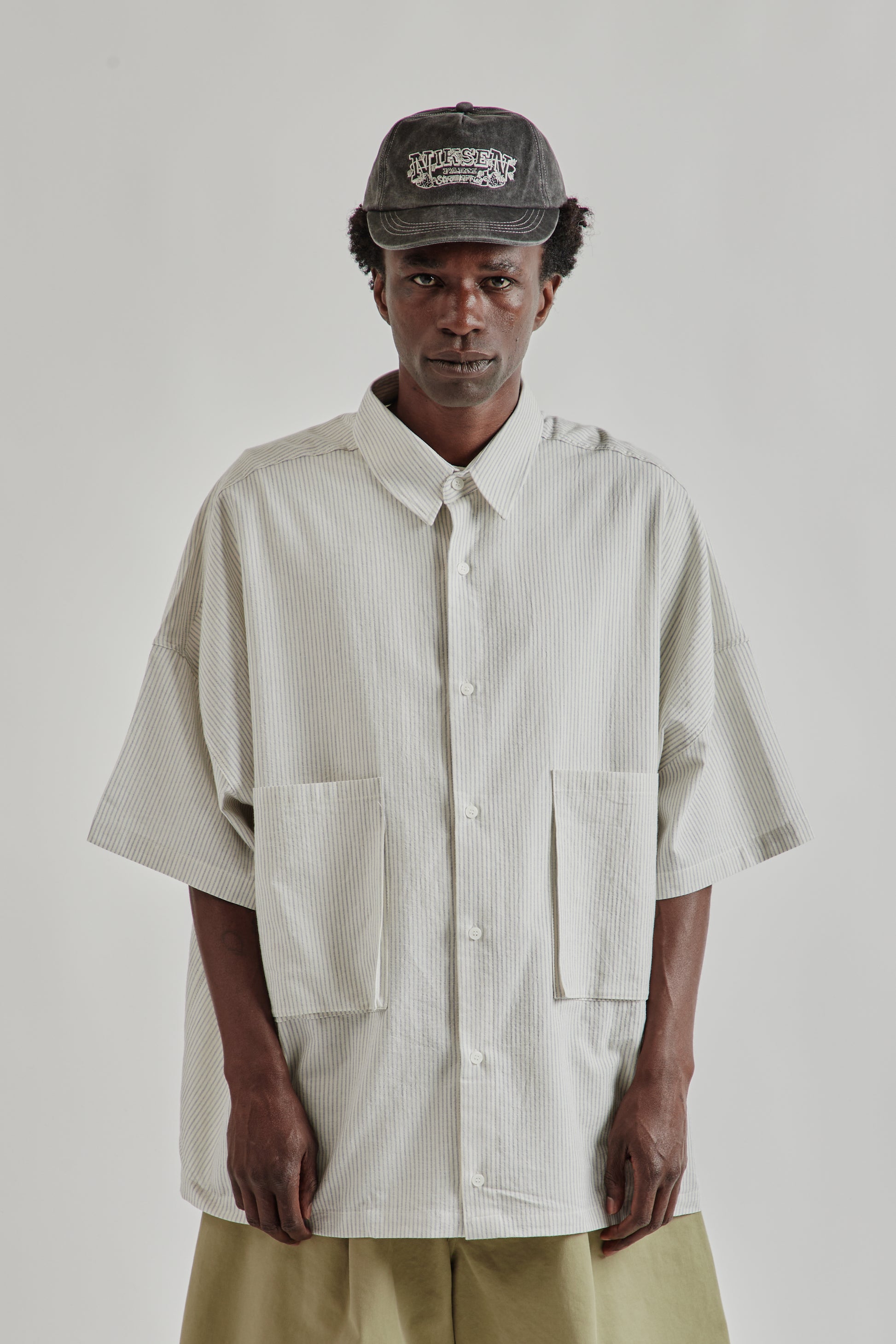 Estudio Niksen FW25 Two-Pocket Big Shirt Blue Stripe 2