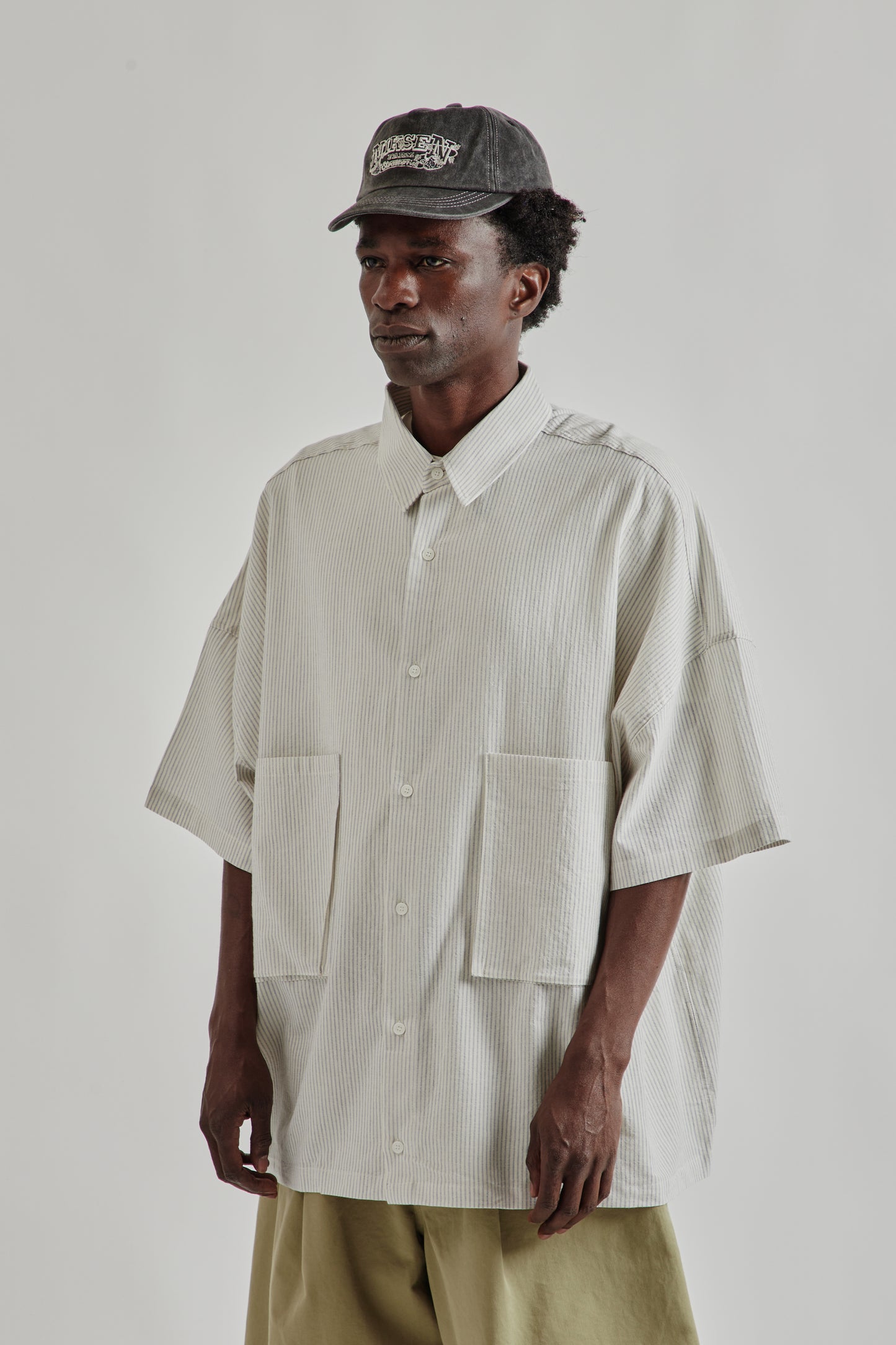 Estudio Niksen FW25 Two-Pocket Big Shirt Blue Stripe 3
