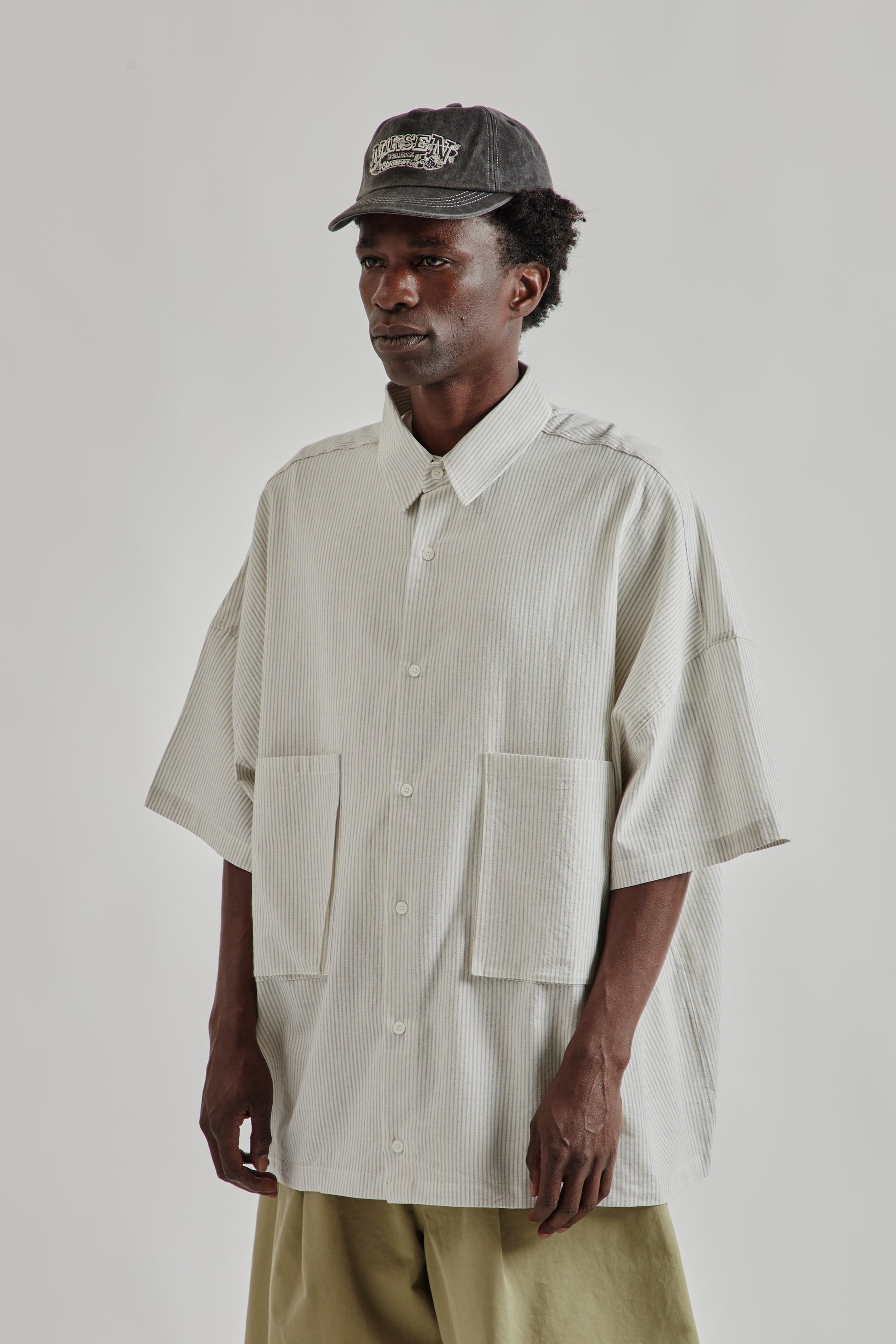 Estudio Niksen FW25 Two-Pocket Big Shirt Blue Stripe 3