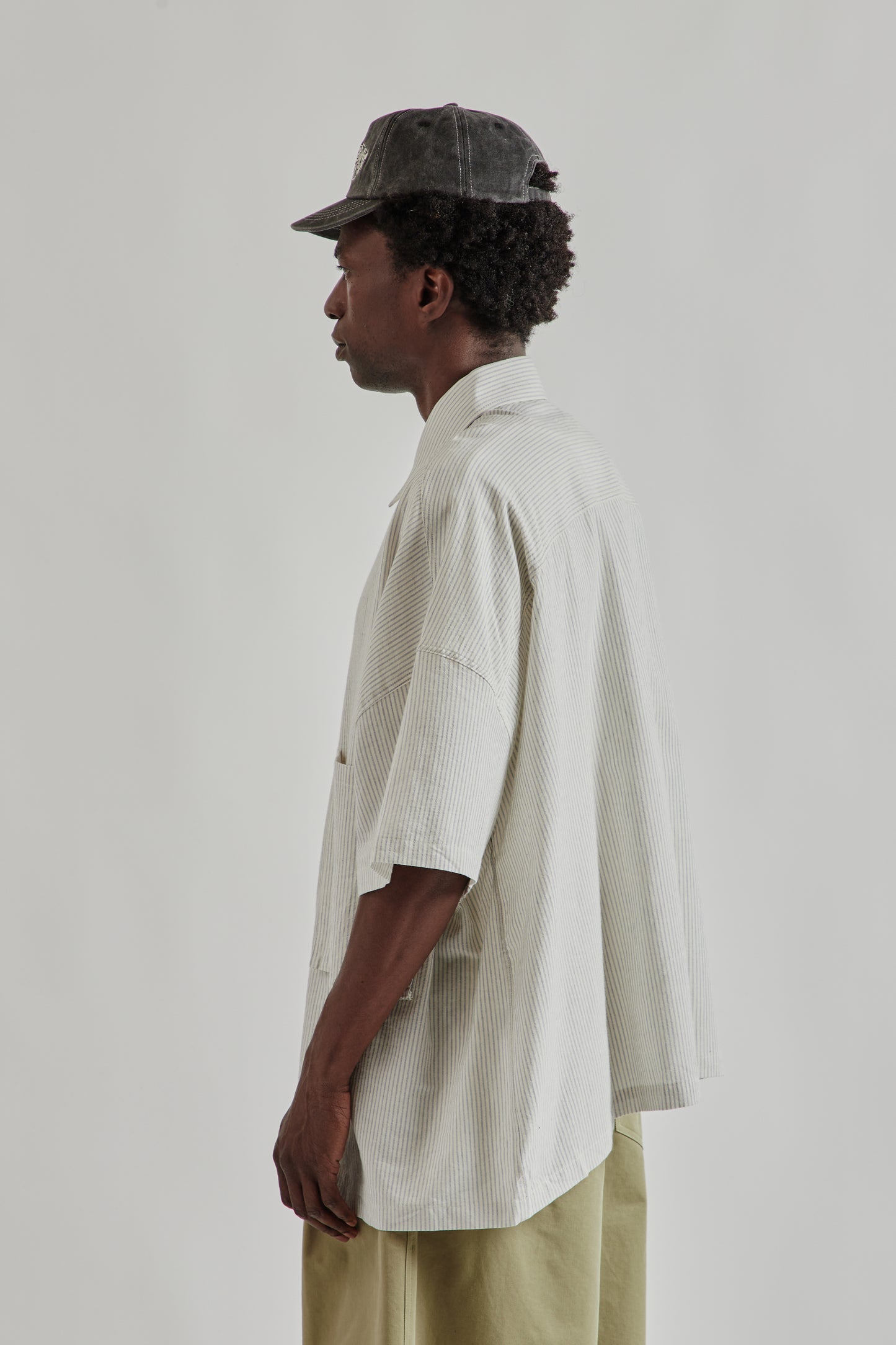 Estudio Niksen FW25 Two-Pocket Big Shirt Blue Stripe 4