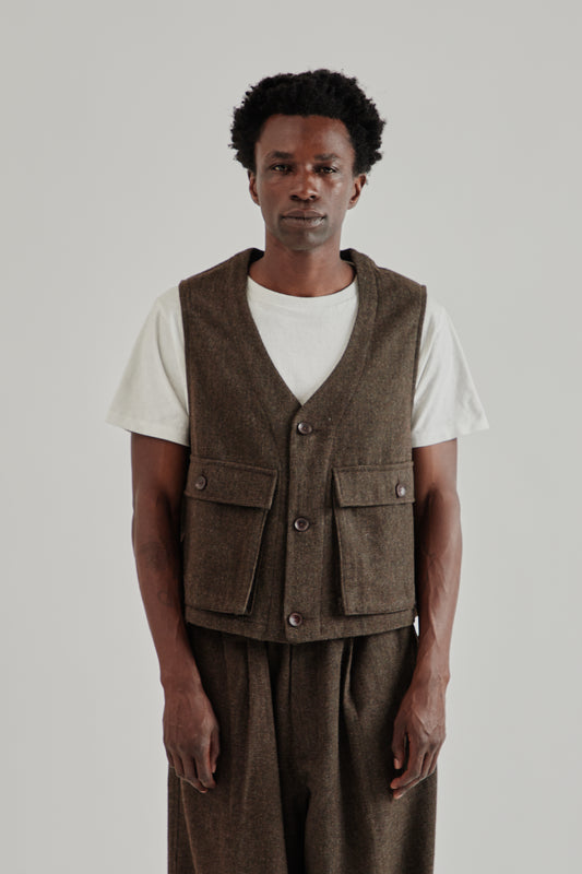 Estudio Niksen FW25 Wool Pocket Vest Brown2