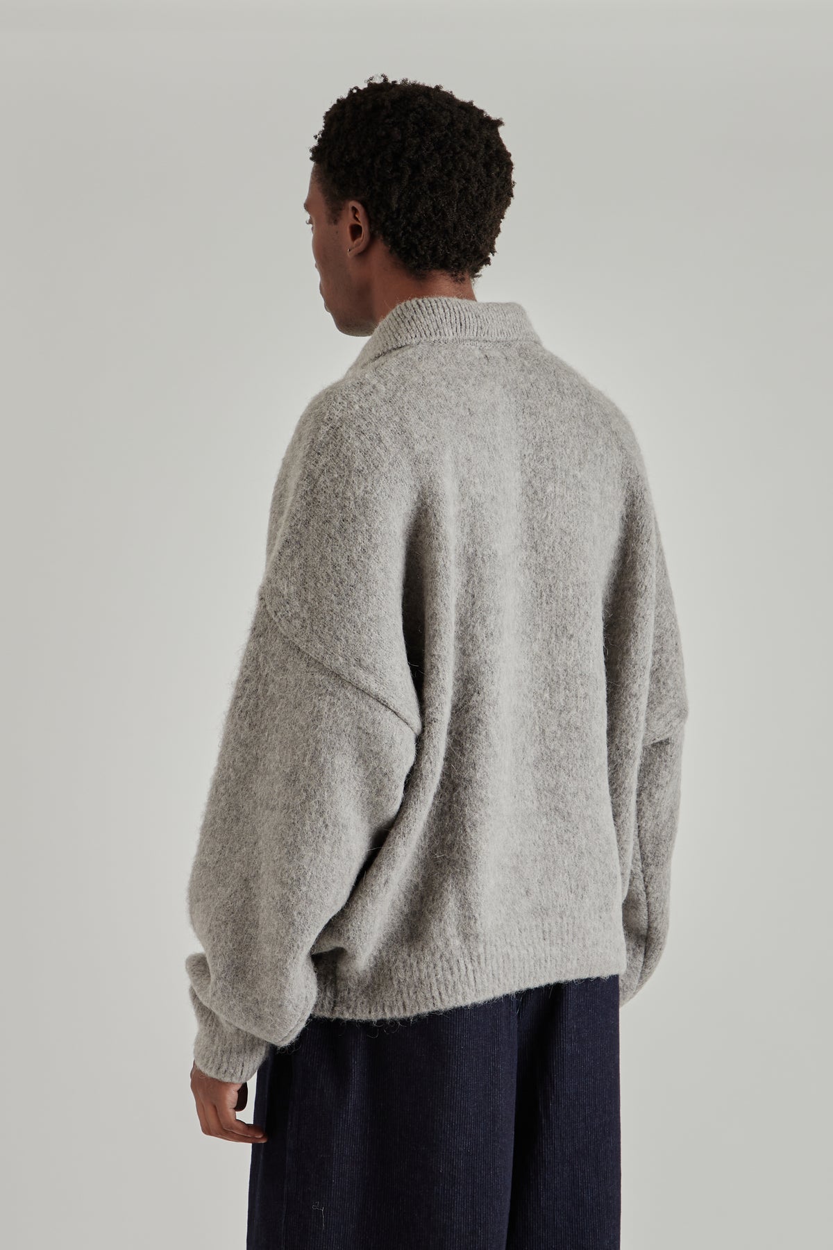Estudio Niksen FW26 Alpaca Polo Sweater Grey1794