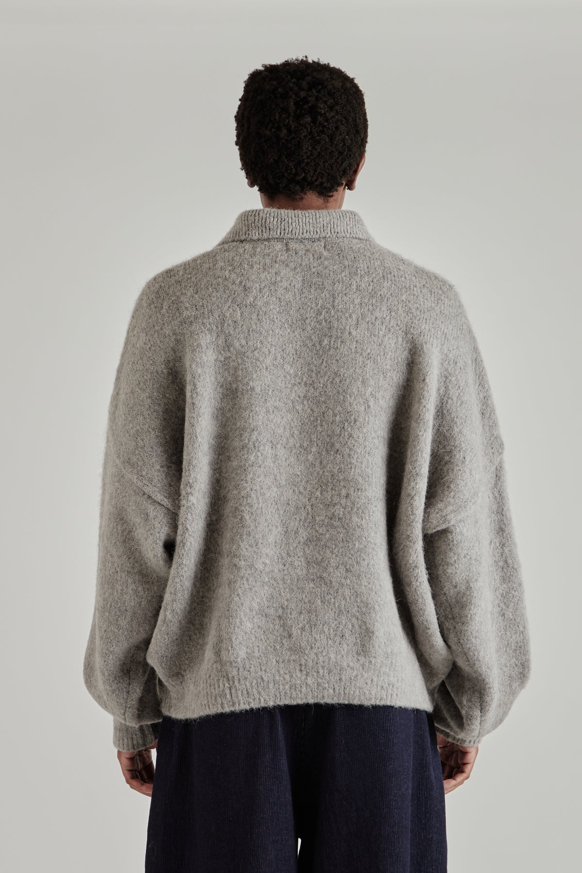 Estudio Niksen FW26 Alpaca Polo Sweater Grey1797
