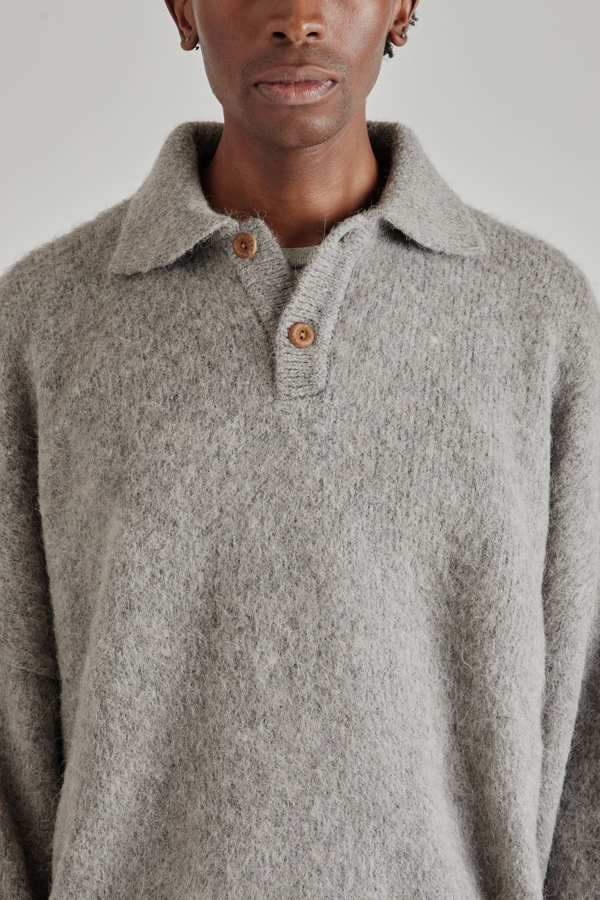 Estudio Niksen FW26 Alpaca Polo Sweater Grey1799