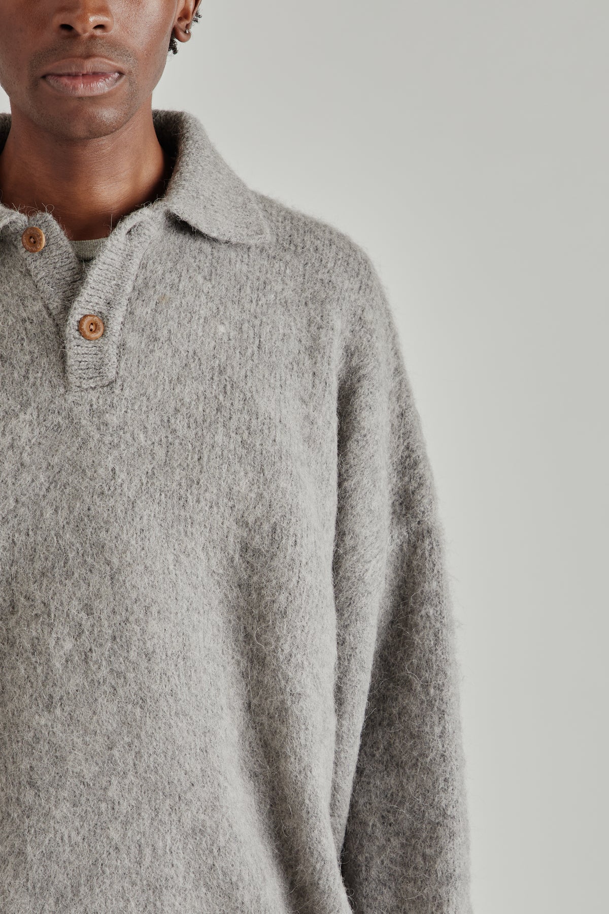 Estudio Niksen FW26 Alpaca Polo Sweater Grey1800
