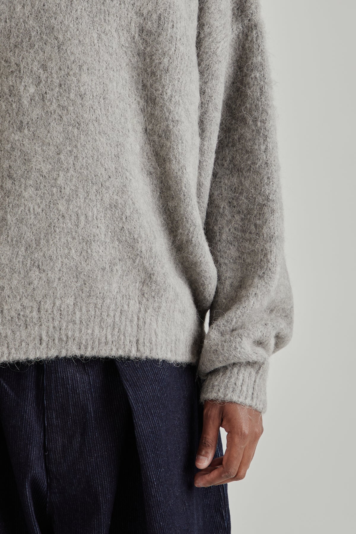 Estudio Niksen FW26 Alpaca Polo Sweater Grey1801