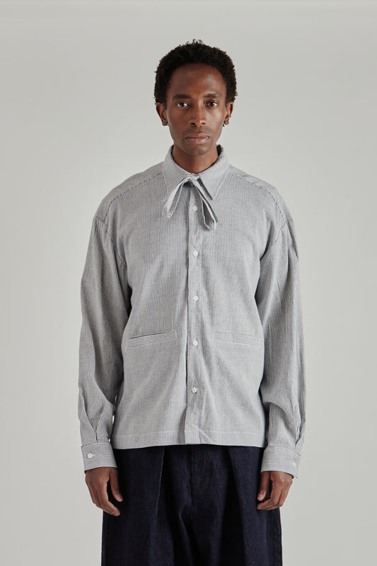 Estudio Niksen FW26 Bowton-Up Pocket Shirt Navy Stripe1681