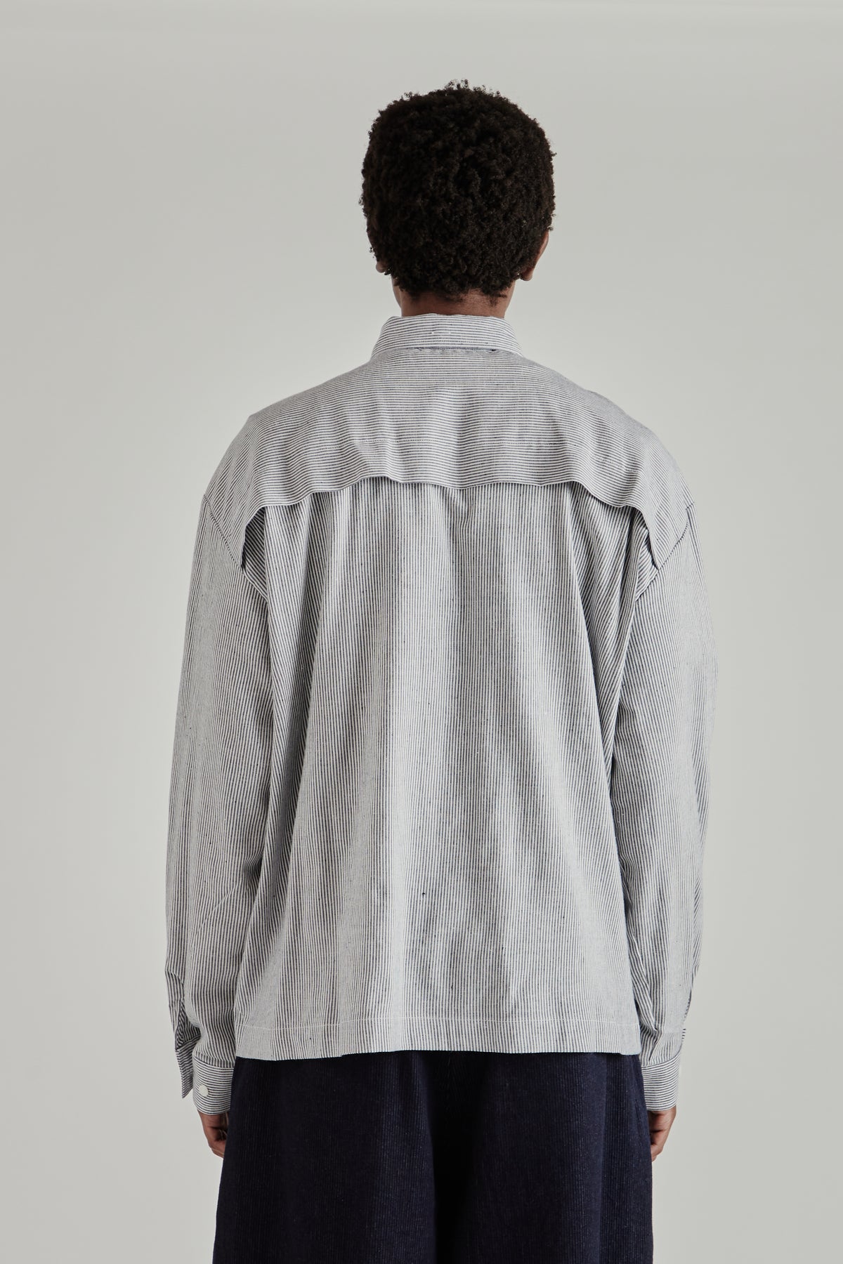 Estudio Niksen FW26 Bowton-Up Pocket Shirt Navy Stripe1689