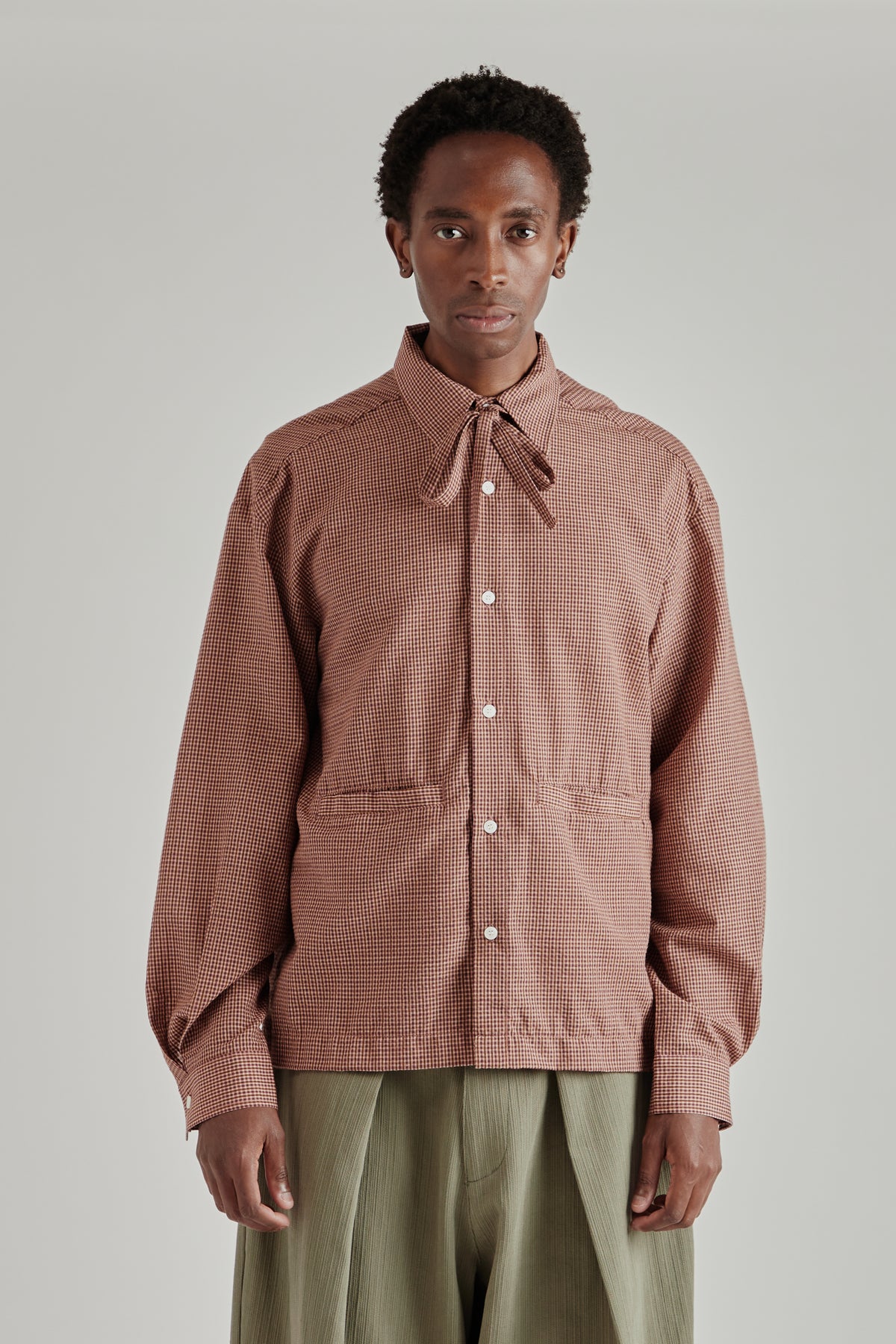 Estudio Niksen FW26 Bowton-Up Pocket Shirt Red Checkered1615
