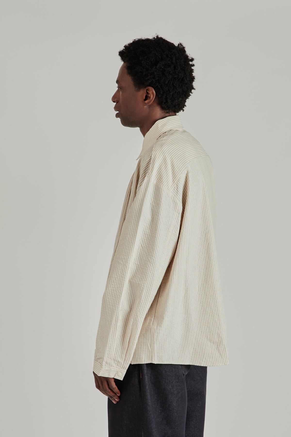 Boxy Pleated Shirt - Brown