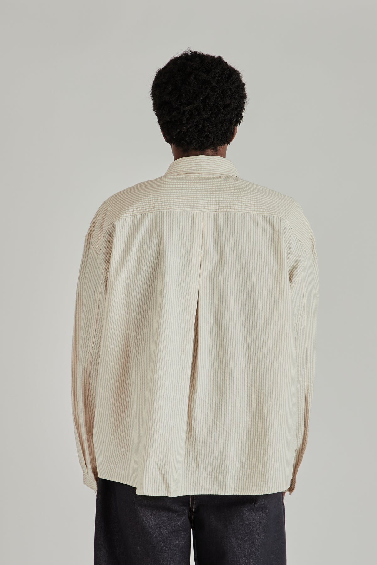 Boxy Pleated Shirt - Brown