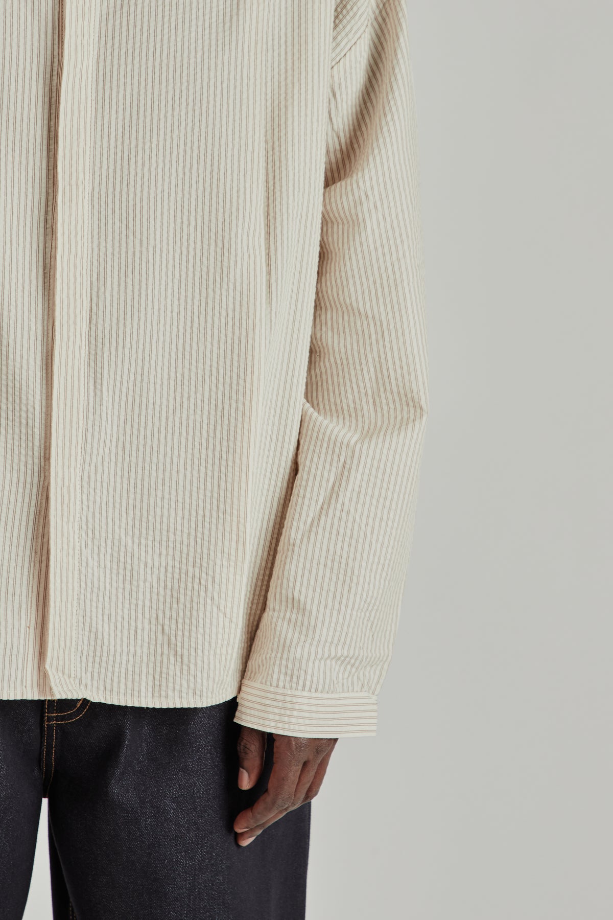 Boxy Pleated Shirt - Brown