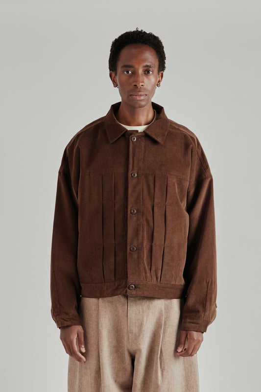Estudio Niksen FW26 Corduroy Pleated Trucker Brown1899