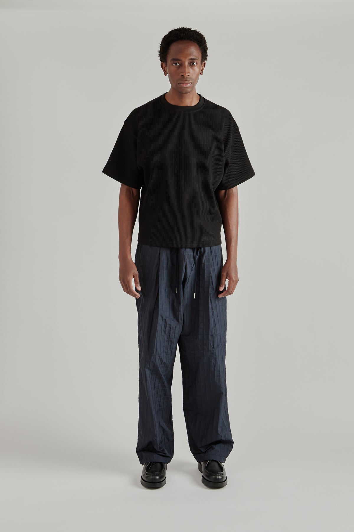 Estudio Niksen FW26 Cropped Waffle Tee Black1477