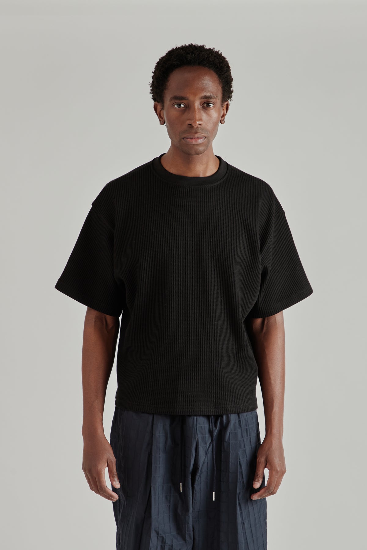 Estudio Niksen FW26 Cropped Waffle Tee Black1479
