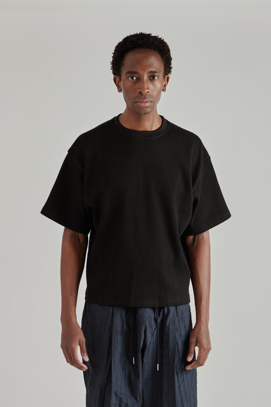 Estudio Niksen FW26 Cropped Waffle Tee Black1479