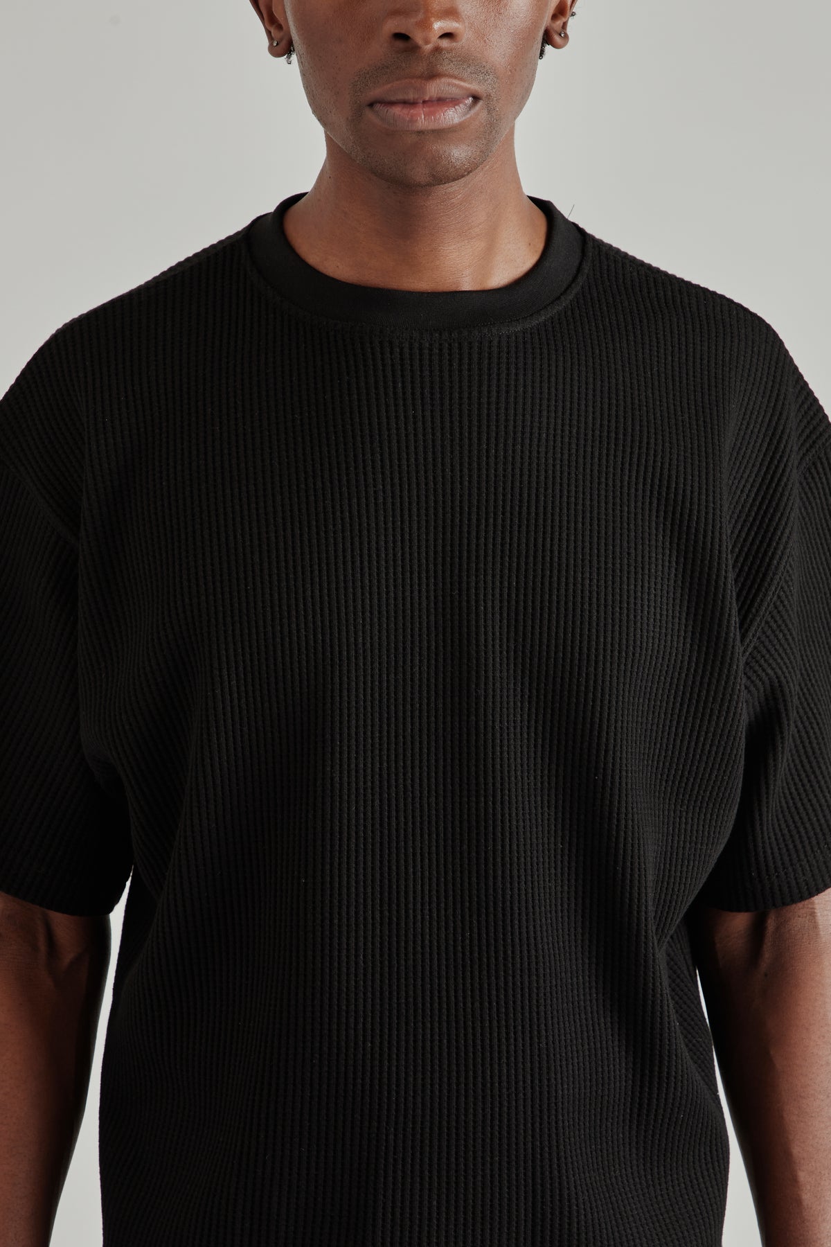 Estudio Niksen FW26 Cropped Waffle Tee Black1490