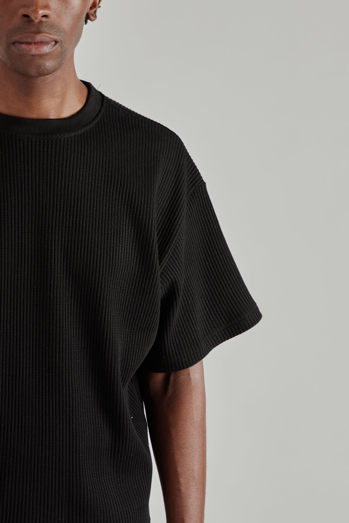 Estudio Niksen FW26 Cropped Waffle Tee Black1491