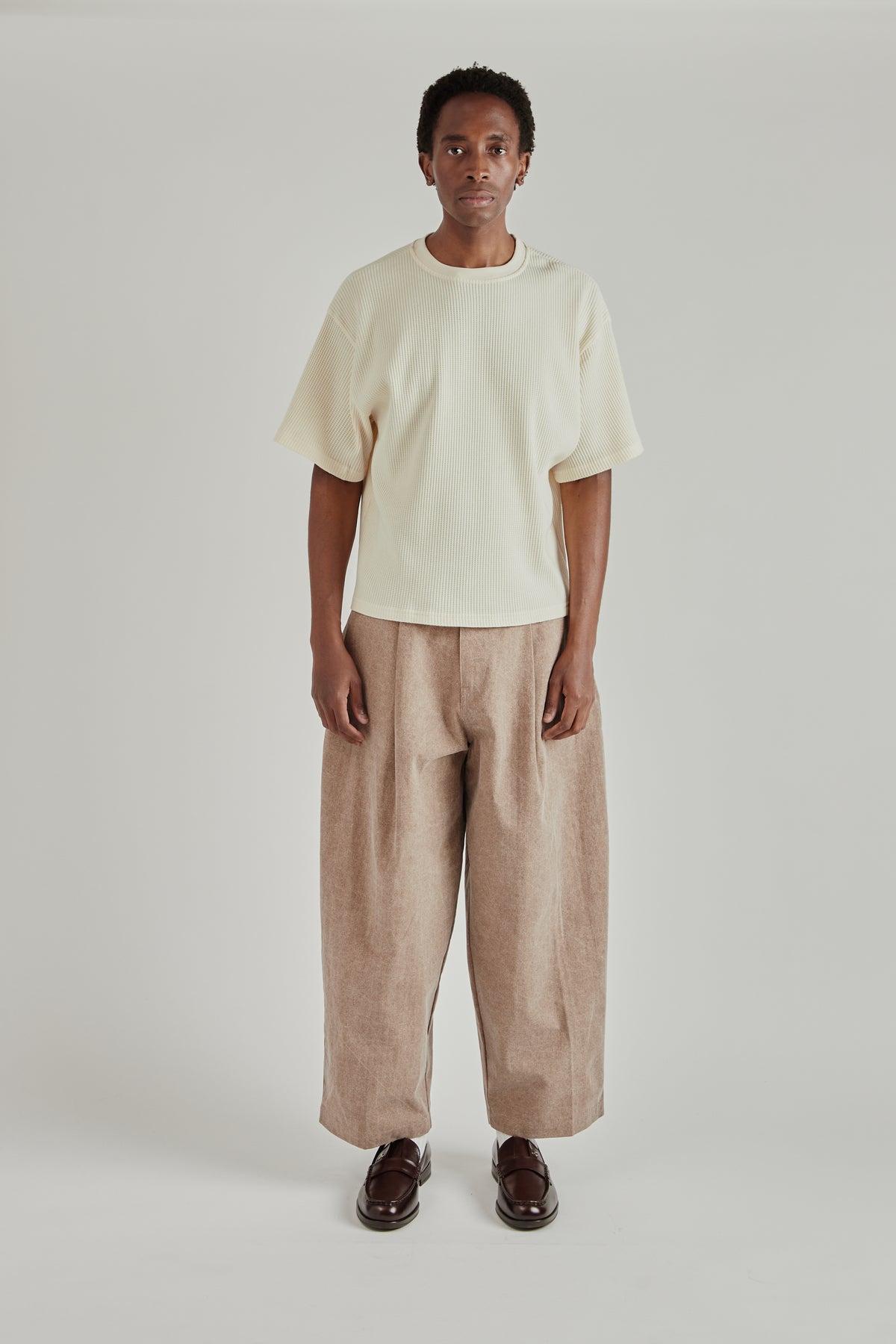 Estudio Niksen FW26 Cropped Waffle Tee Cream1875