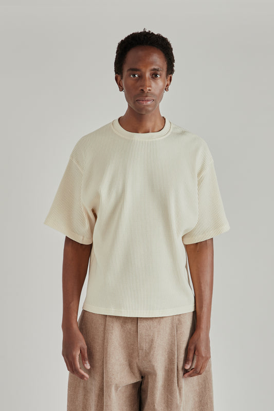 Estudio Niksen FW26 Cropped Waffle Tee Cream1879