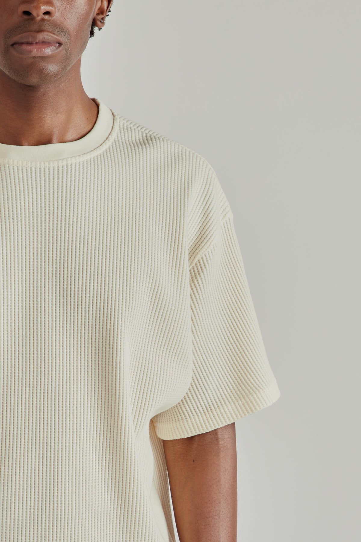 Estudio Niksen FW26 Cropped Waffle Tee Cream1891