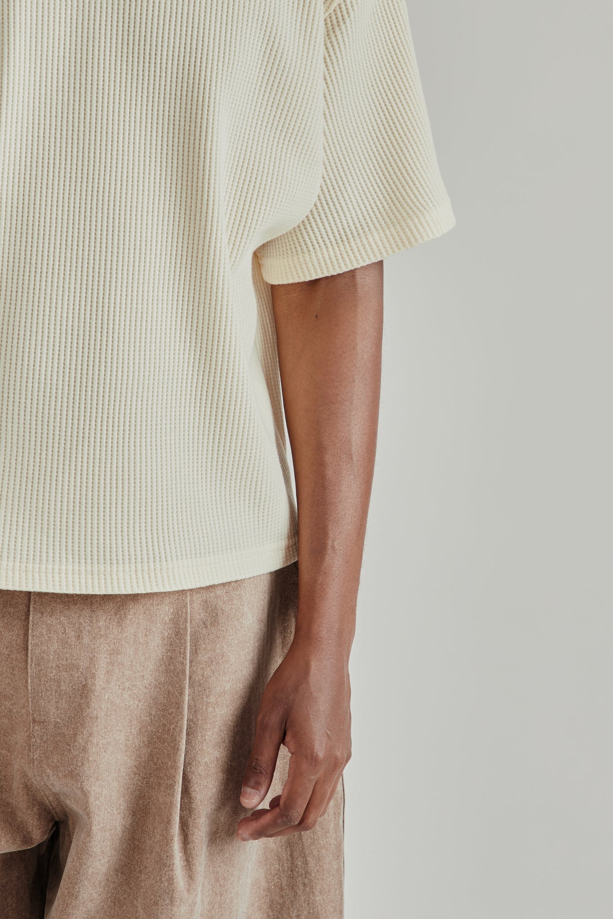 Estudio Niksen FW26 Cropped Waffle Tee Cream1892