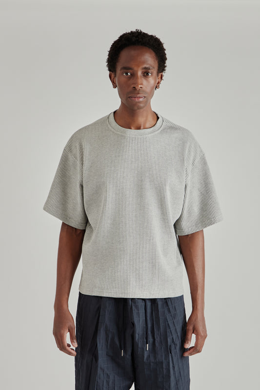Estudio Niksen FW26 Cropped Waffle Tee Grey1521