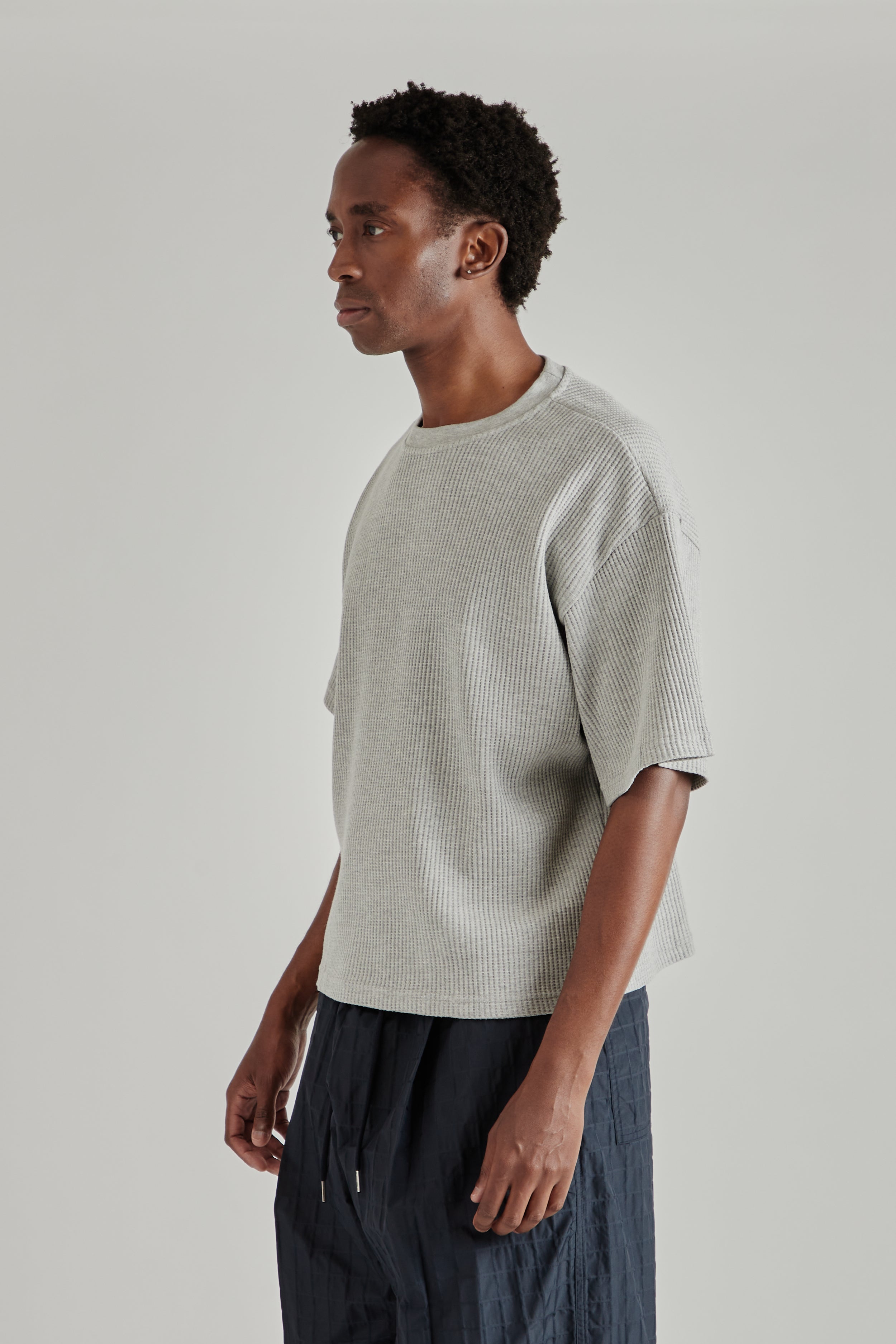 Estudio Niksen Cropped Waffle Tee Grey | Wallace Mercantile