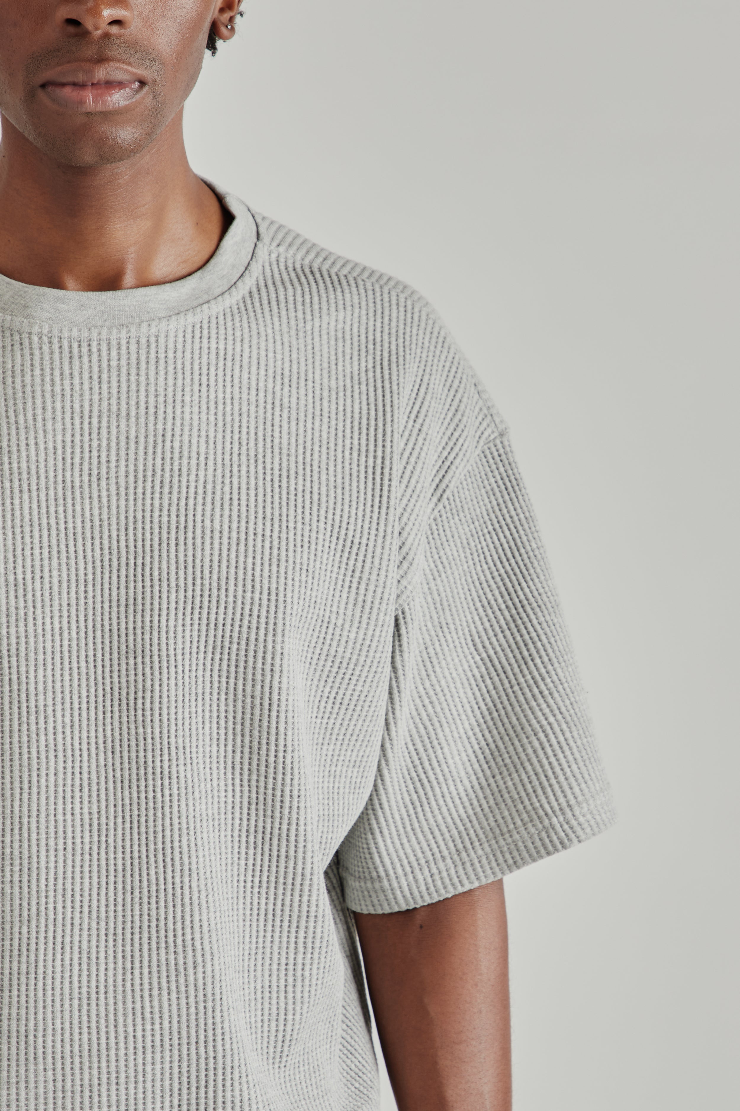 Estudio Niksen Cropped Waffle Tee Grey | Wallace Mercantile