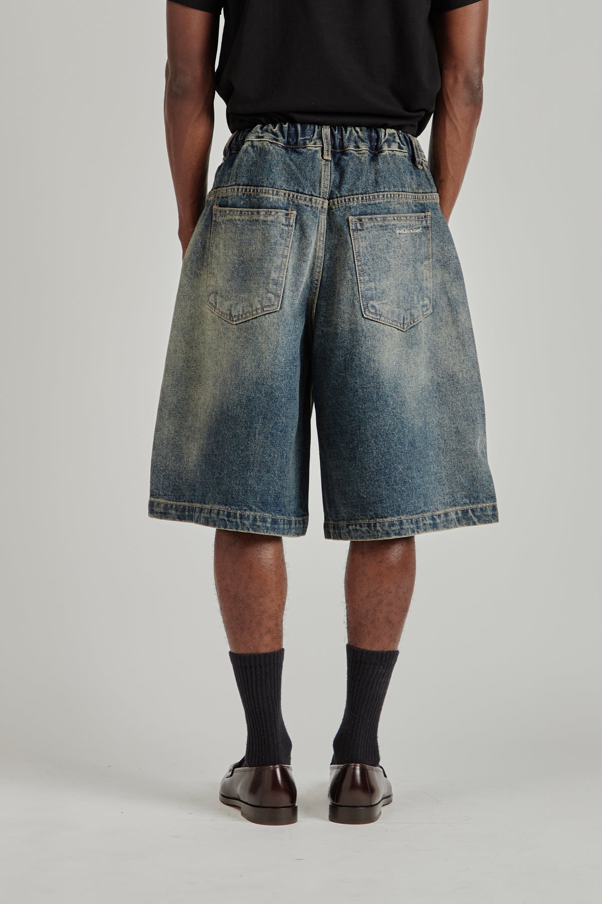 Half Dart Denim Shorts - Dark Blue