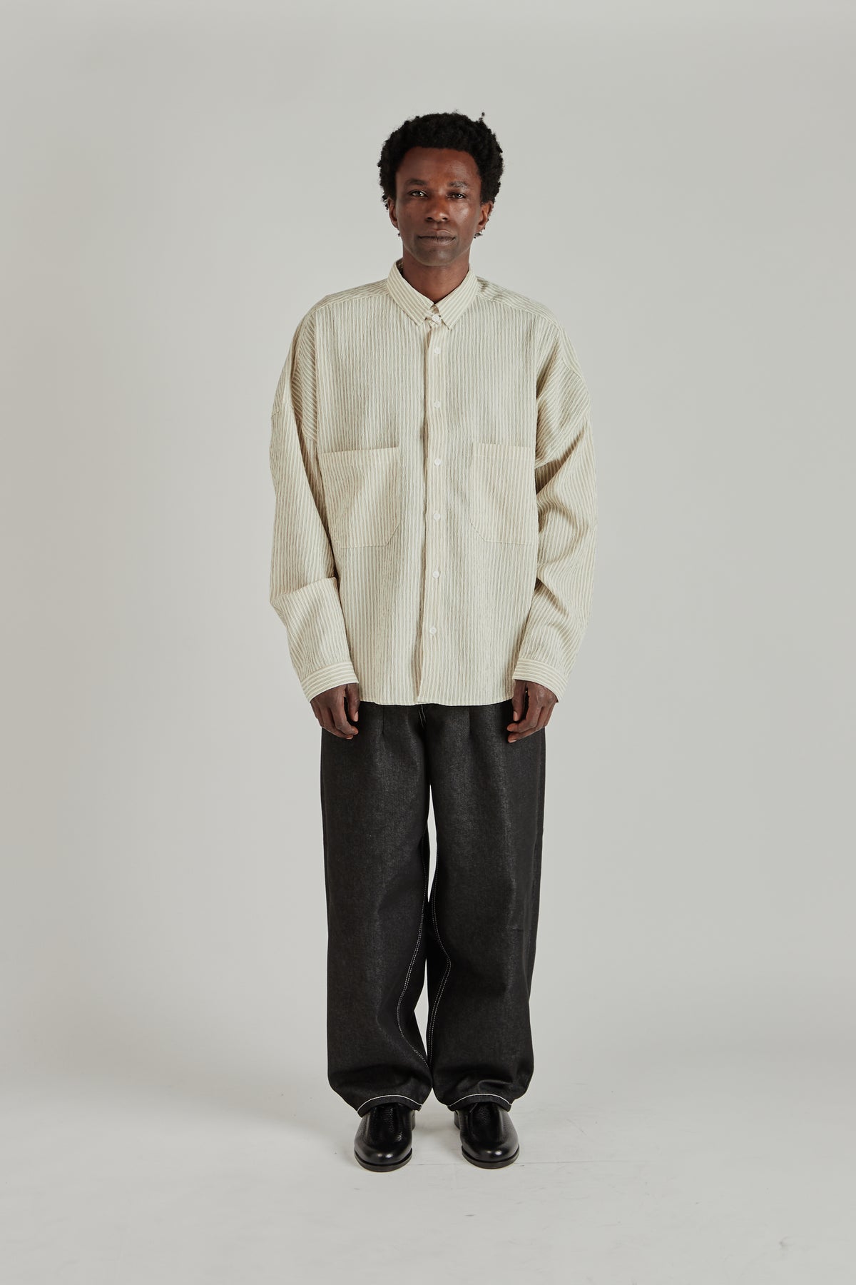 Oxford Balloon Shirt - Brown Stripe