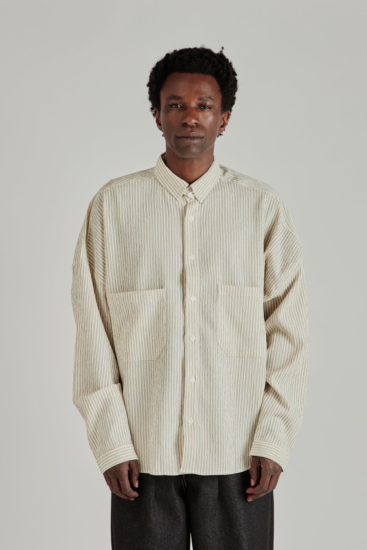 Oxford Balloon Shirt - Brown Stripe