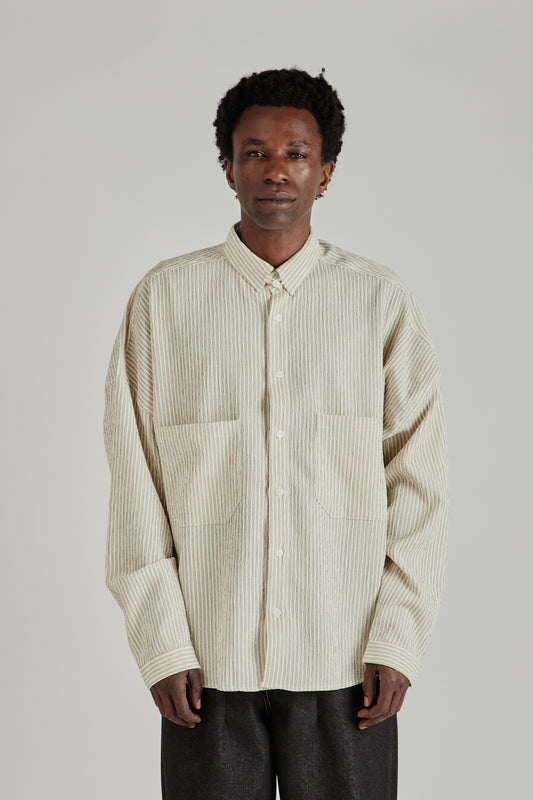 Oxford Balloon Shirt - Brown Stripe