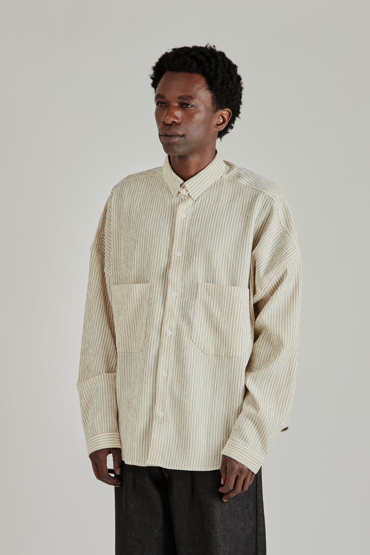 Oxford Balloon Shirt - Brown Stripe