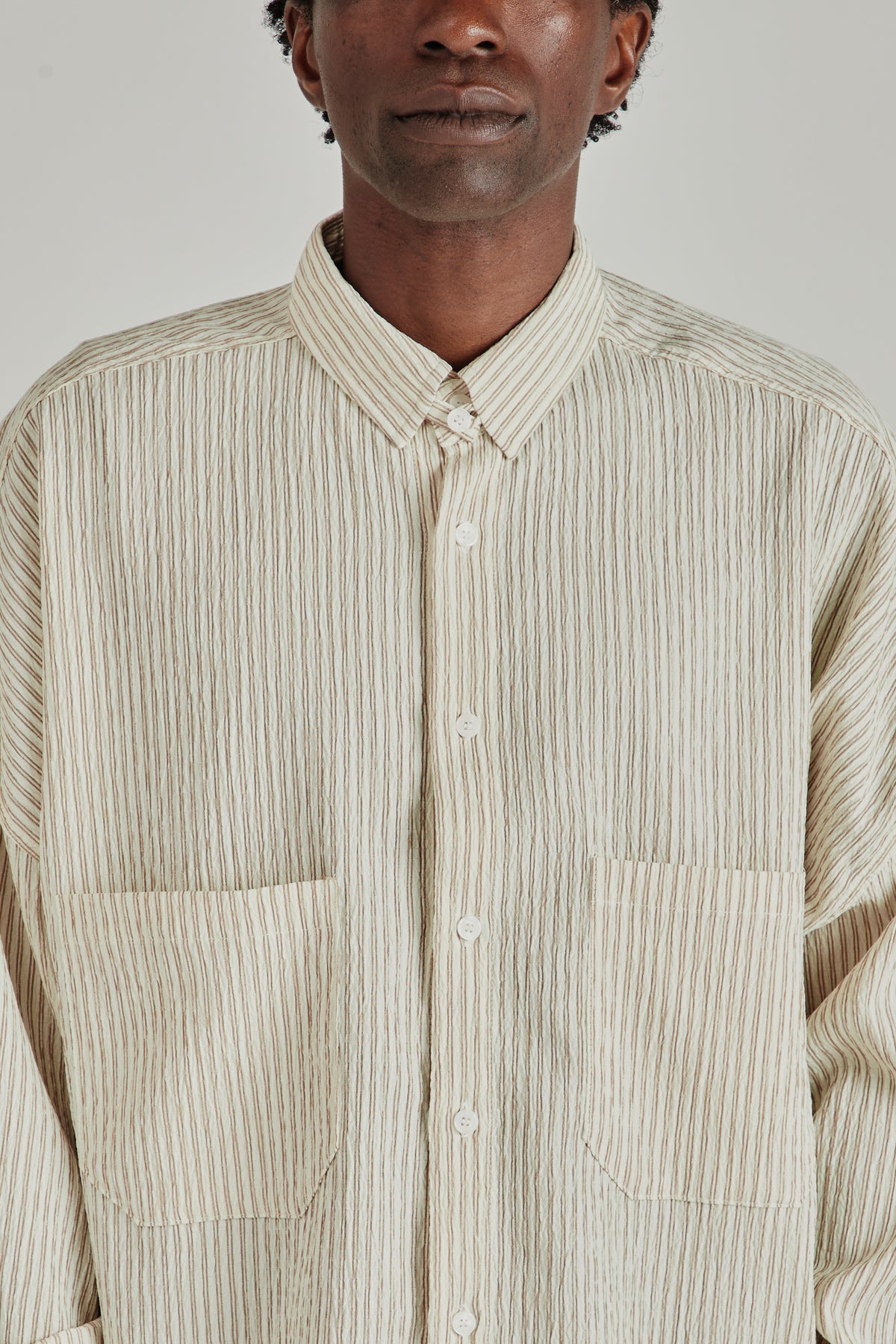 Oxford Balloon Shirt - Brown Stripe