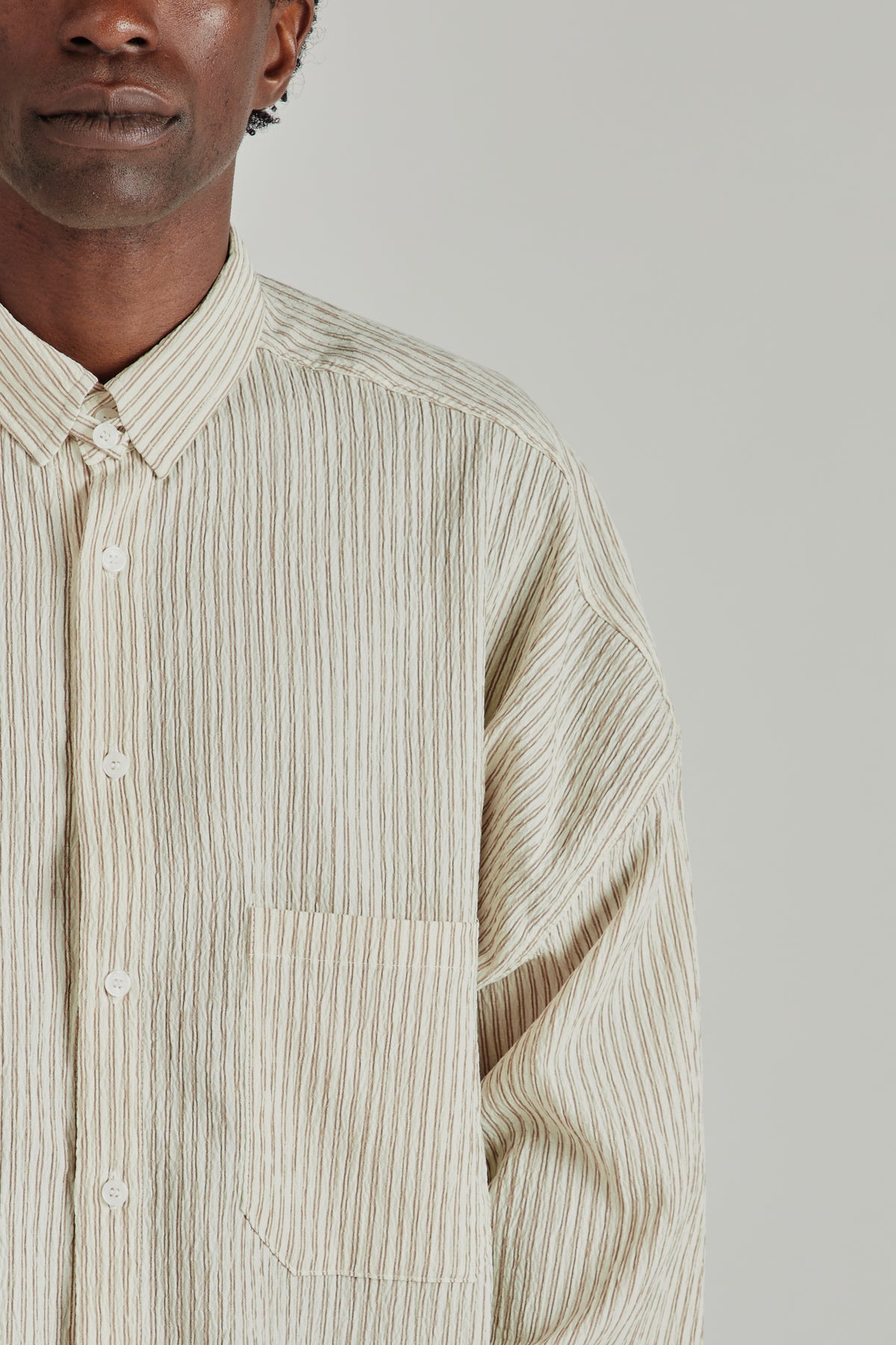 Oxford Balloon Shirt - Brown Stripe