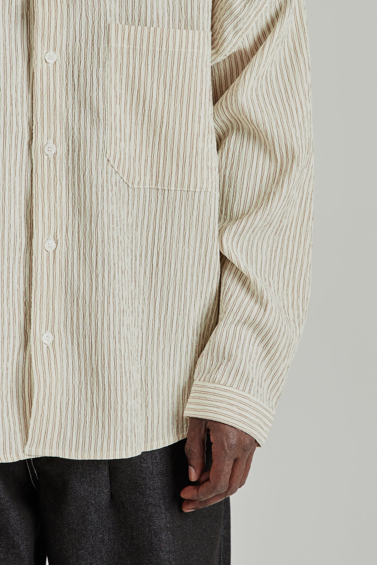 Oxford Balloon Shirt - Brown Stripe