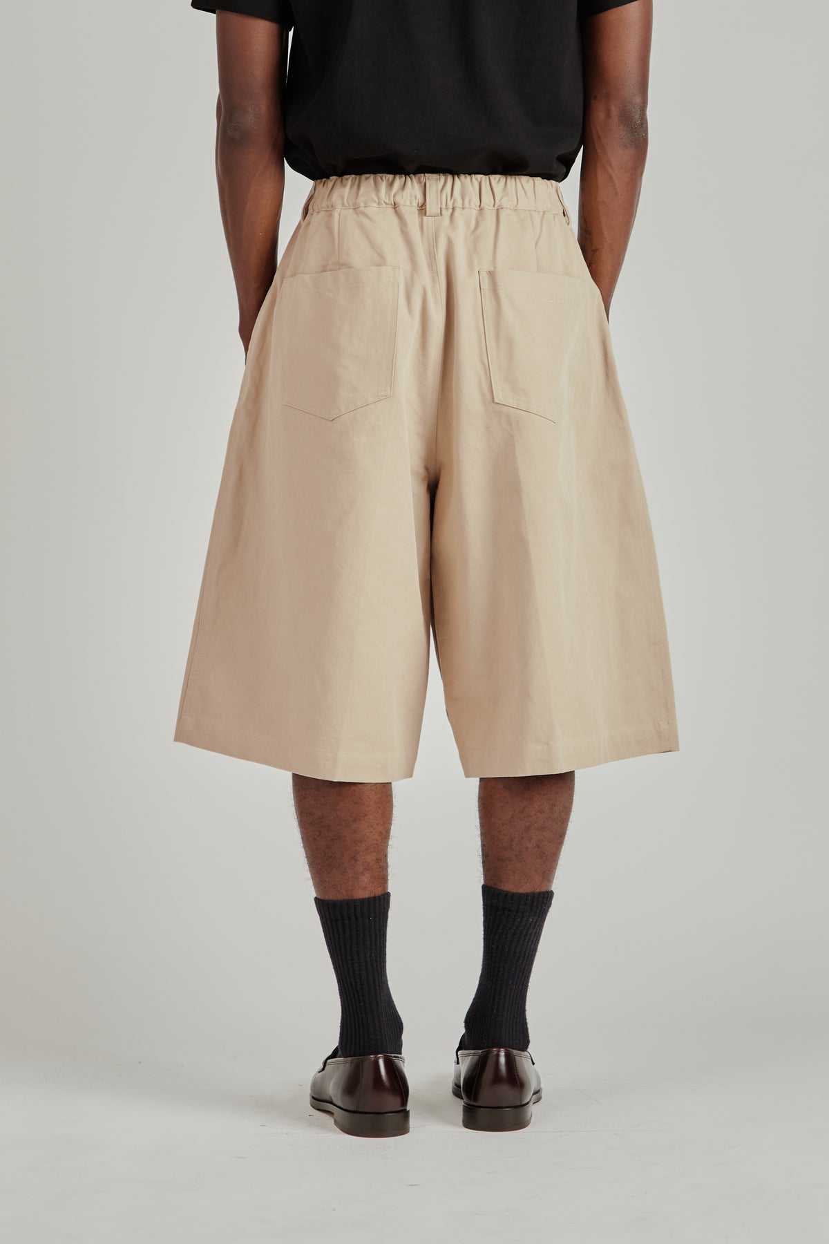 Pintuck Wide Shorts - Beige