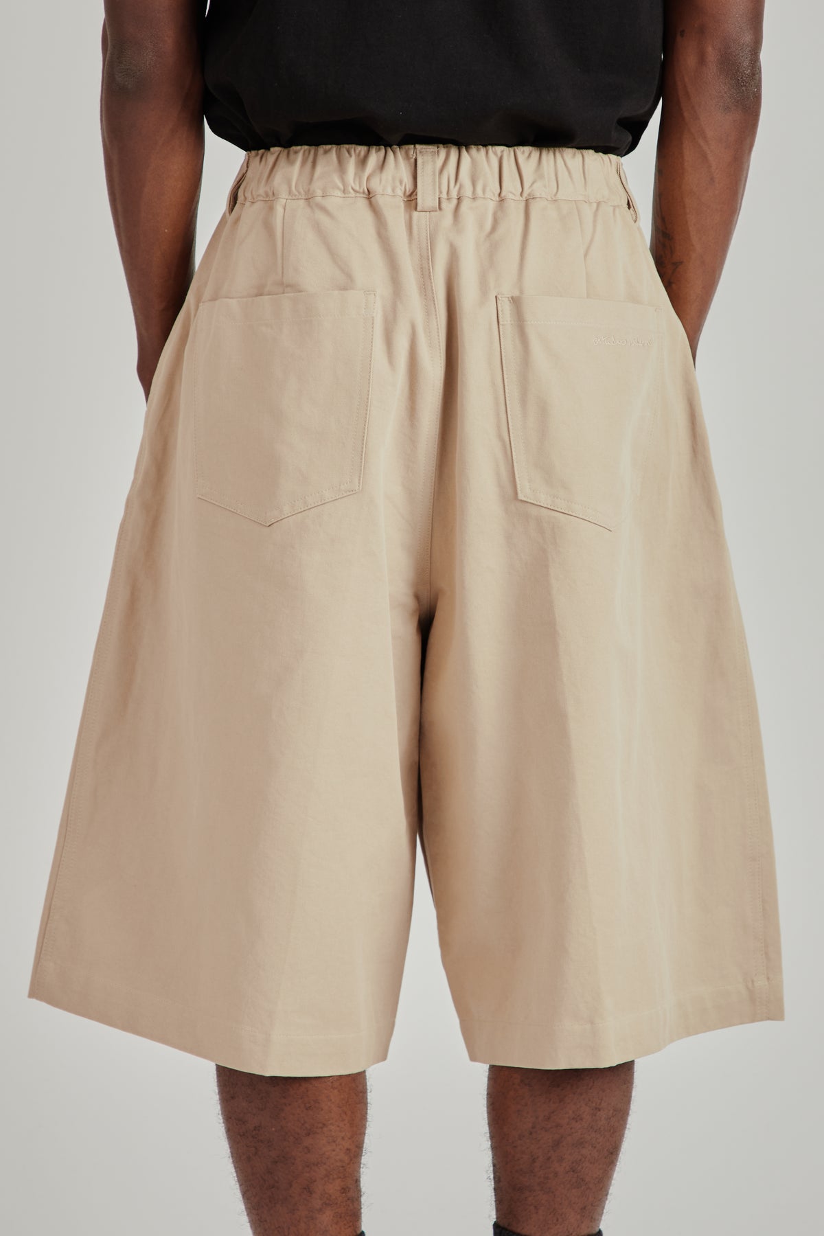 Pintuck Wide Shorts - Beige