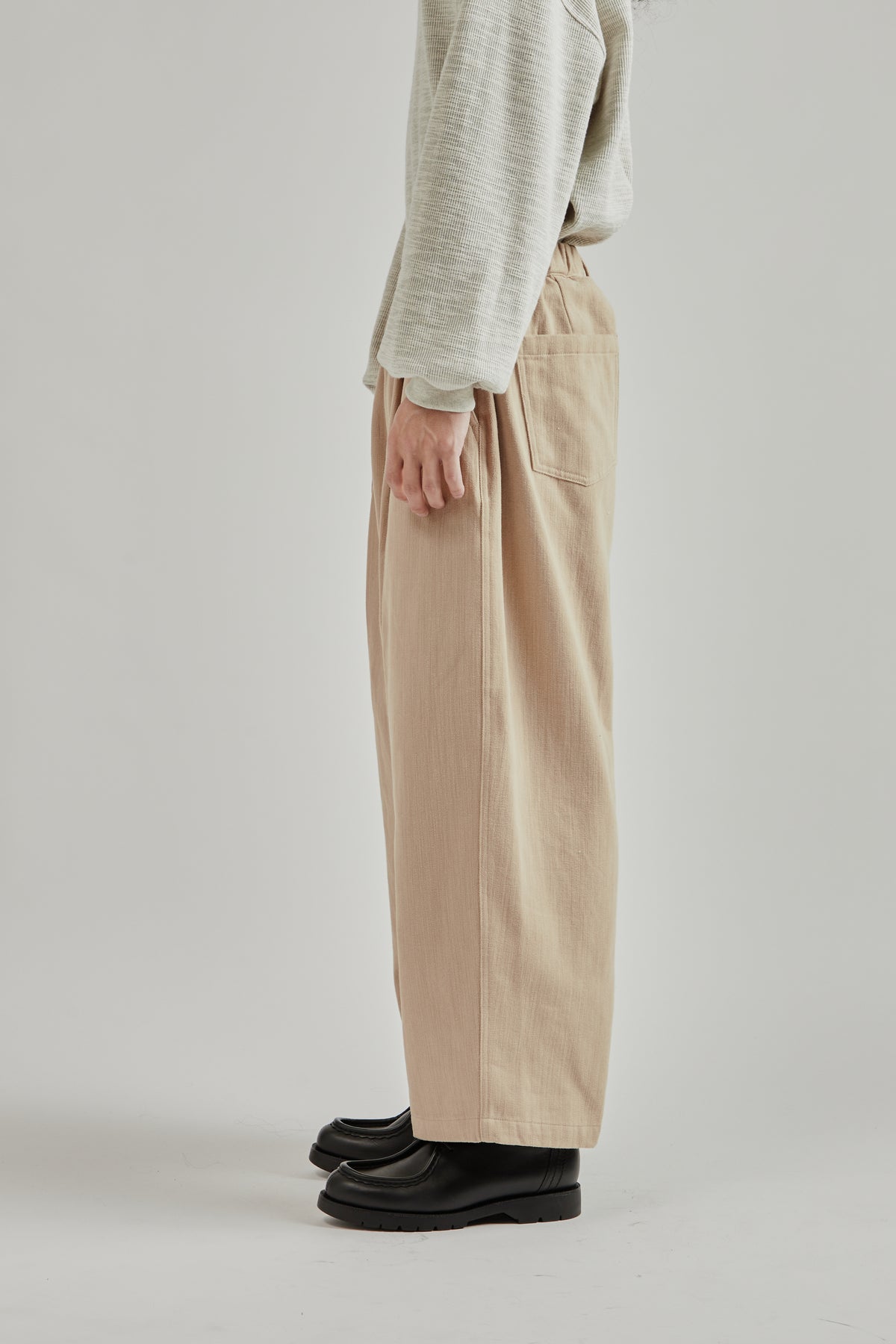 Pleated Balloon Trousers - Beige