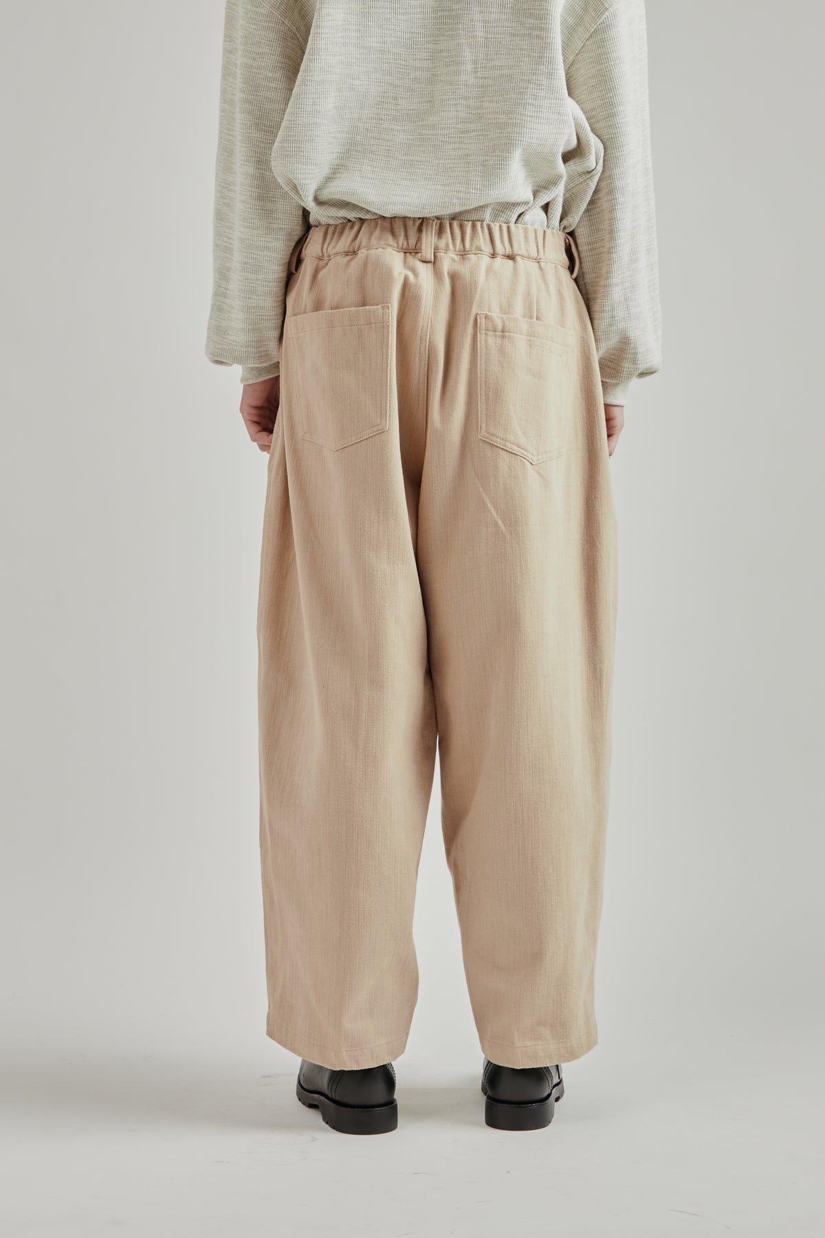 Pleated Balloon Trousers - Beige