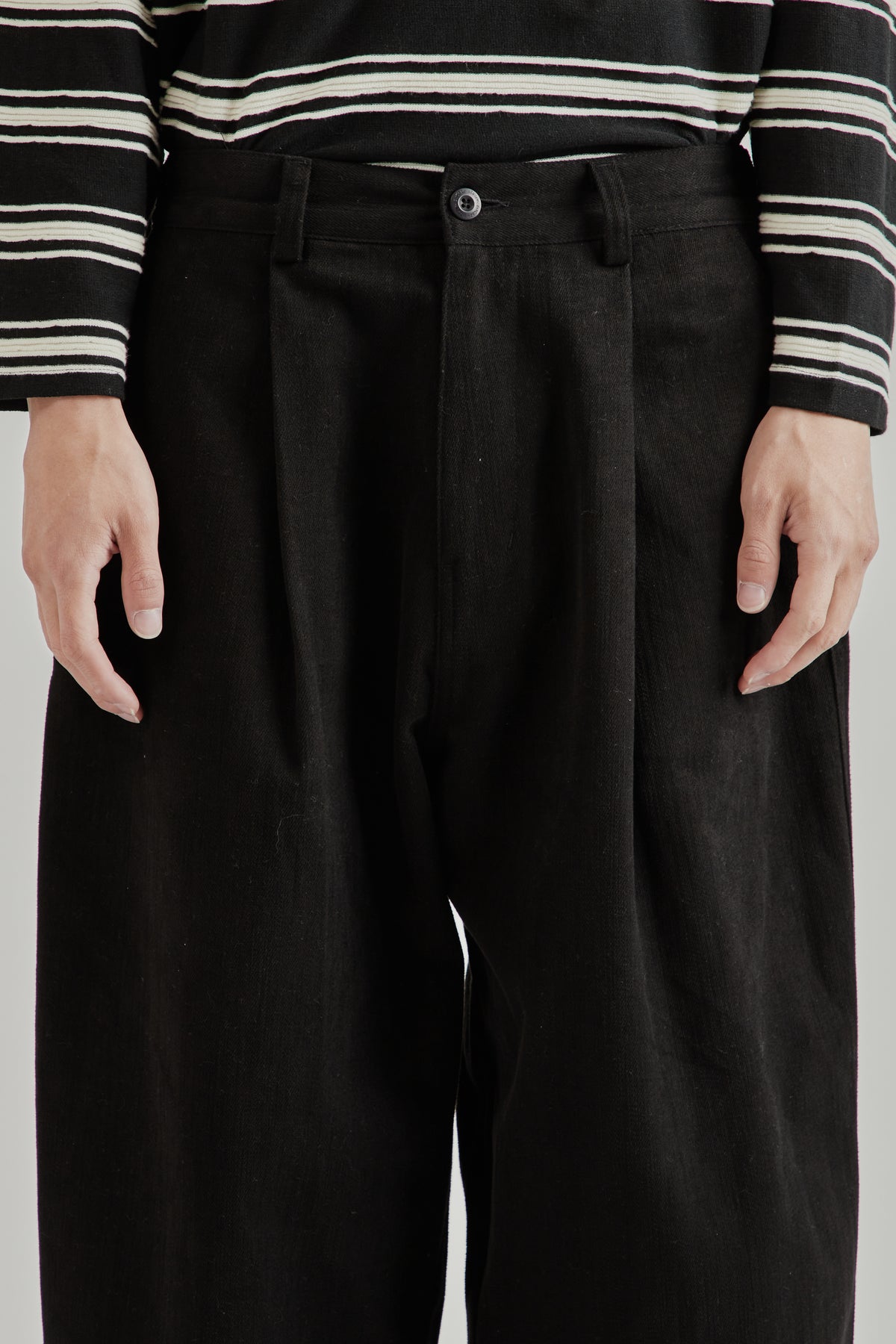 Pleated Balloon Trousers - Black
