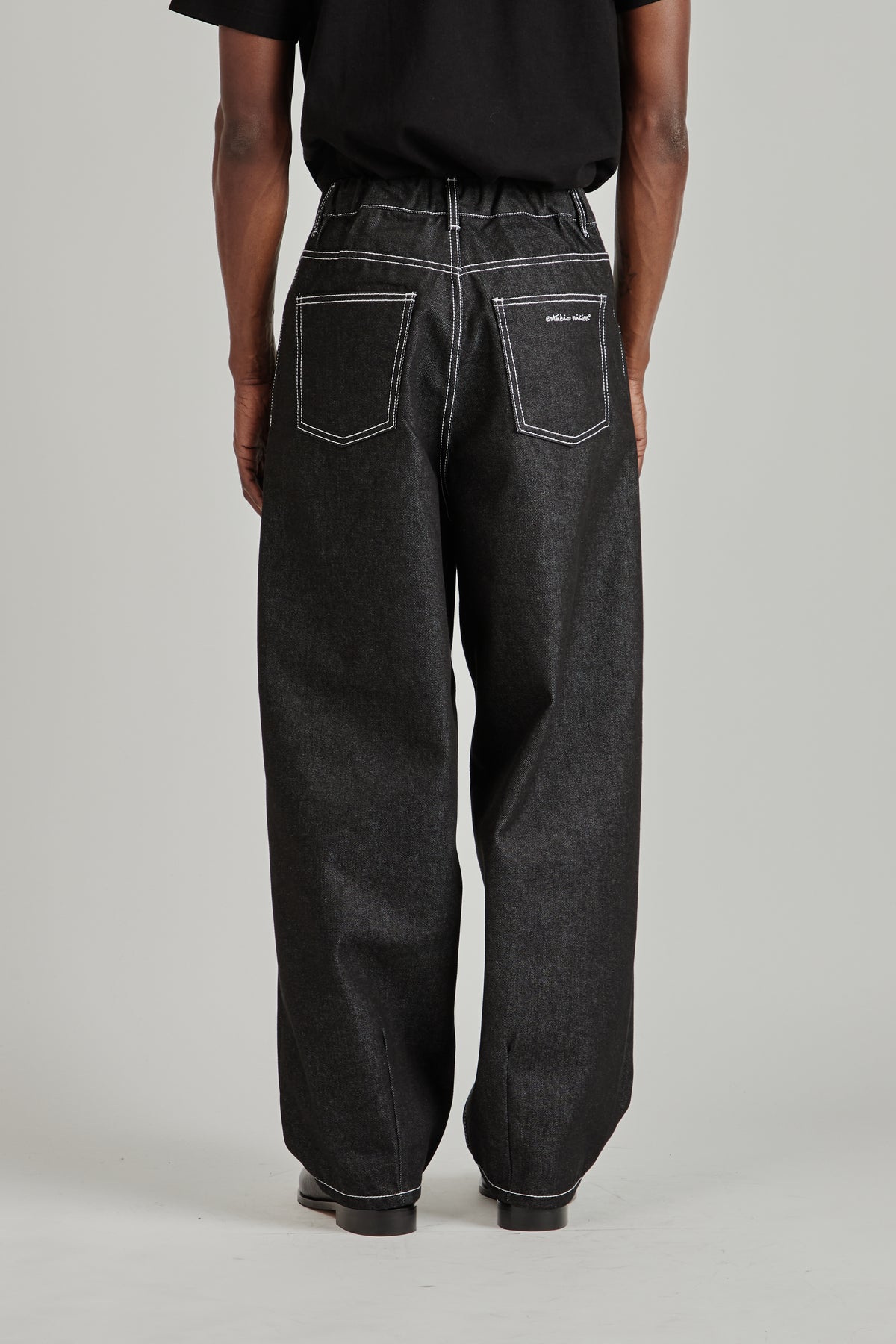 Raw Denim Balloon Jeans - Black