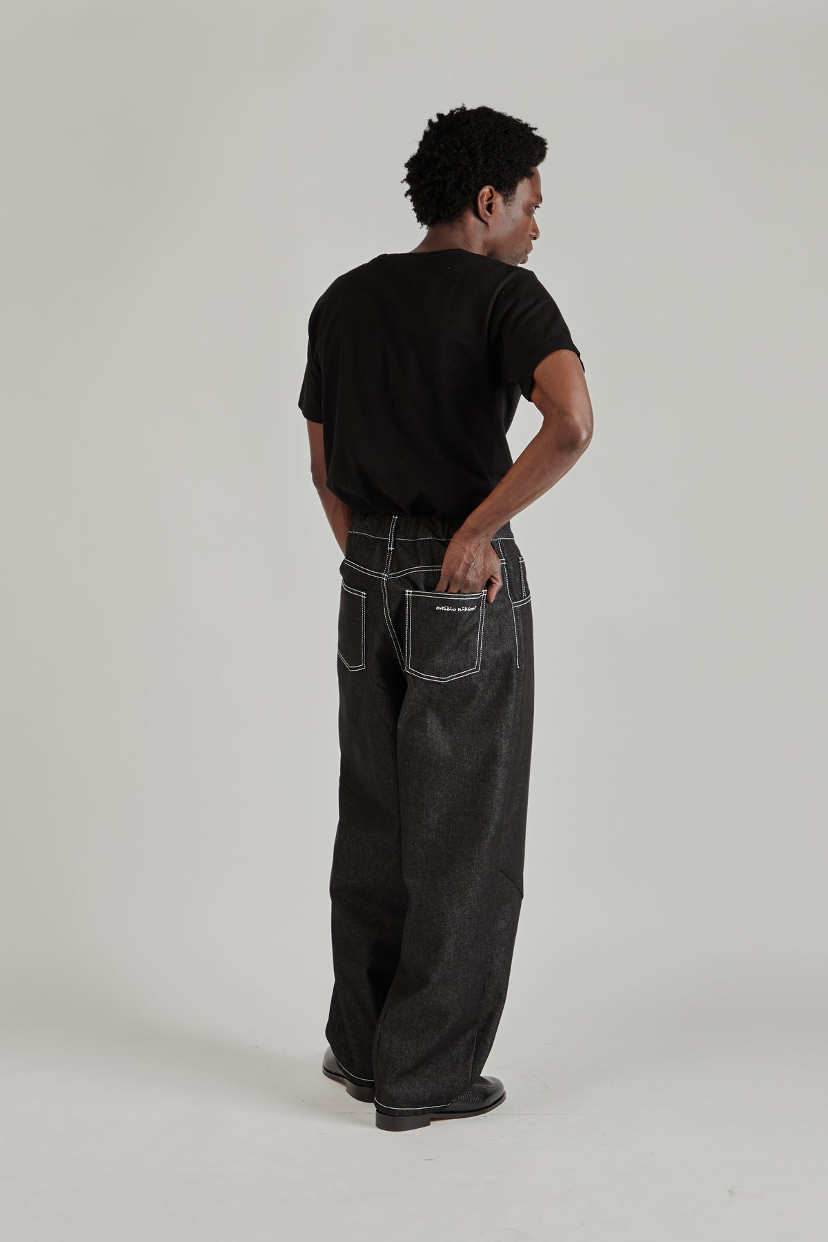Raw Denim Balloon Jeans - Black