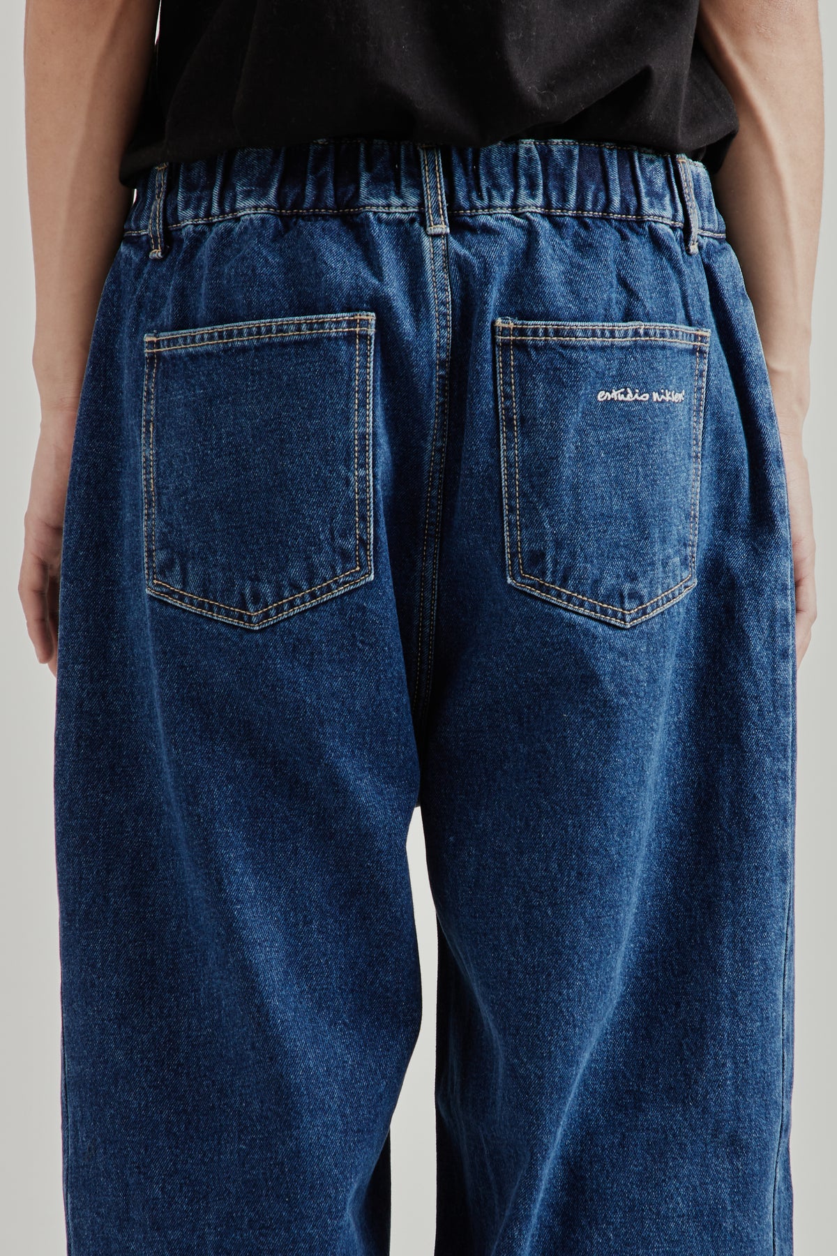 Side-Pleat Big Jeans - Blue
